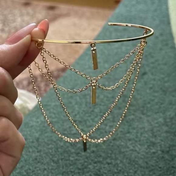 Gold Multi-Layer Chain Arm Cuff Bracelet โจ - Picture 5 of 6